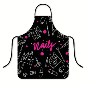 Nails Pattern Polyester Apron, 1 Count Adult Size Sleeveless Kitchen Apron, Birthday Present, Summer Breathable Cooking Unisex  Apron,Gift for Daughter&Mother&Wife&GF&Sister,Makeup Artist Gear, Cool Apron for Nail Tech ﻿ ﻿ ﻿ ﻿ ﻿ ﻿ ﻿ ﻿ ﻿ ﻿