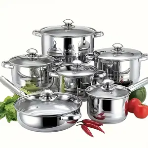 12pcs Heavy-Duty 316 Stainless Steel Cookware Set with Lids & Stay-Cool Handles