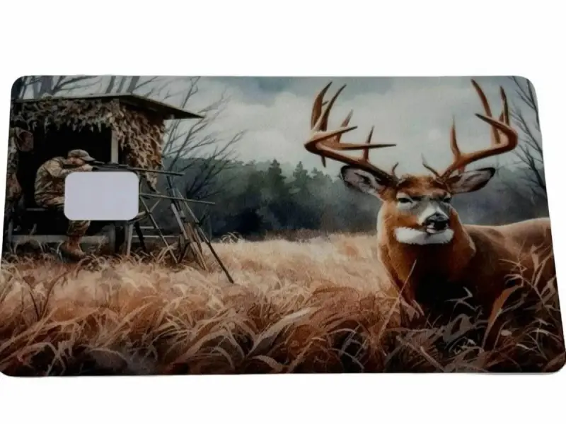 Deer Hunting Art Decals Collectibles - Buck & Hunter Outdoors Anime Artwork Design Water Resistant Decal Sheets for DIY Scrapbooking, Stamping, Standard Card Sizes Customization, Customizable