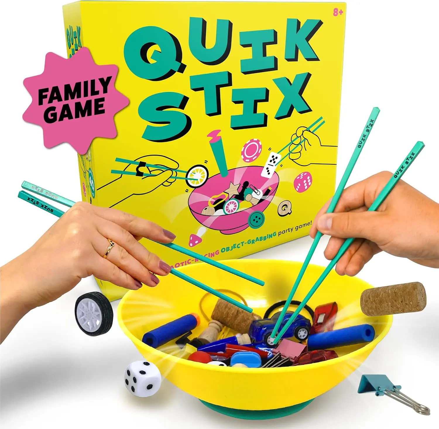 Chopsticks Challenge Game: Quik Stix - The Ultimate Game Of Skill And Dexterity | Ages 7+ | 2-8 Players | For Families, Teens & Adults | Fun Family Night Party Game | Birthday Gift | Games Night