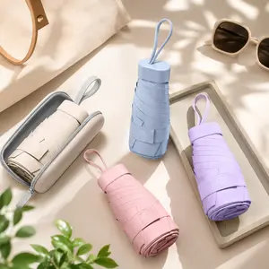 Compact Travel Cover Umbrella - Mini Capsule UV-Protective Lightweight Folding Umbrella for Backpack, Purse, Outdoor Trips