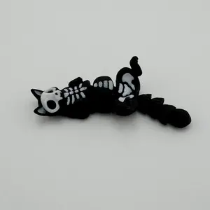 Articulated 3D Halloween Skeleton Cat Figure Fidget Figurine Spooky Decor