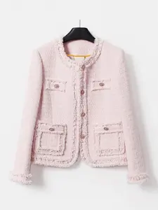 Women's Solid Color Fringe Trim Long Sleeve Jacket, Elegant Chic Fashion Casual Open Front Outerwear for Daily Outdoor Wear, Women Clothing for Spring Fall, Coats