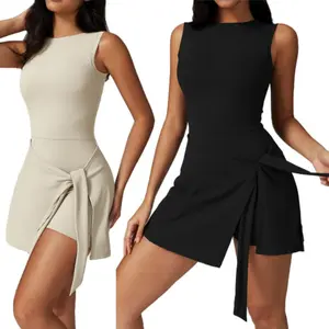 Tennis Dress For Women Workout Romper with Built in Shorts One Piece Athletic Romper Exercise Gym Clothes Outfits Outdoor Summer Sportswear Activewear