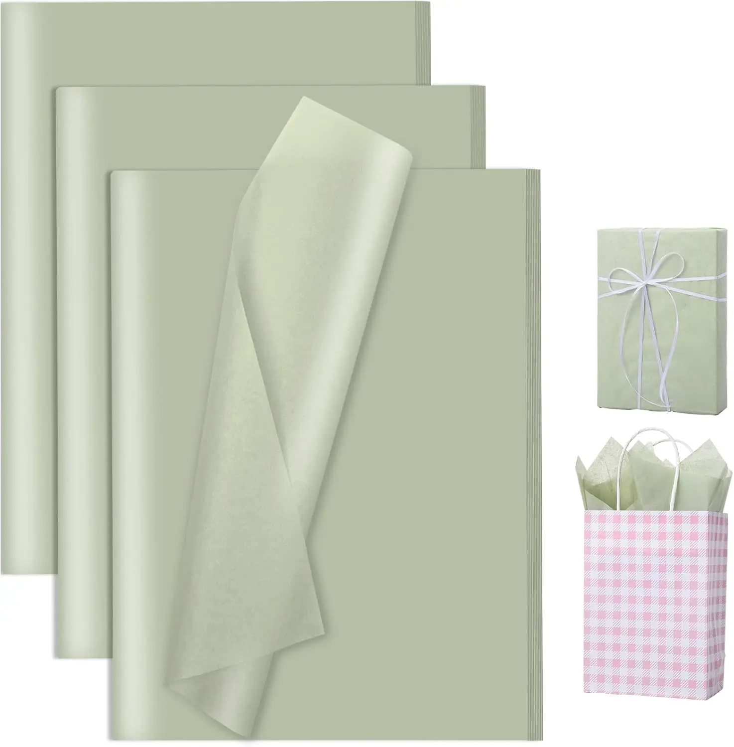 80 Sheets Sage Green Tissue Paper for Gift Bags 20 X 14 Inches Gift Tissue Paper Bulk for Weddings Crafts Birthday Party Decorations