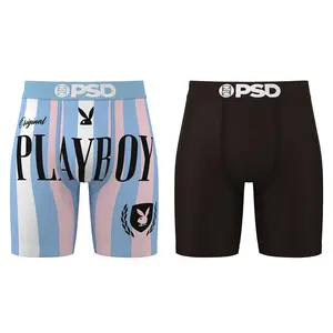 PSD Men's TikTok Exclusive Boxer Brief Bundle - Playboy Champ + Black Solid Boxer Brief 2-Pack, Standard Length 7 Inch Inseam Boxer Briefs, Soft Breathable and Stretchy Menswear