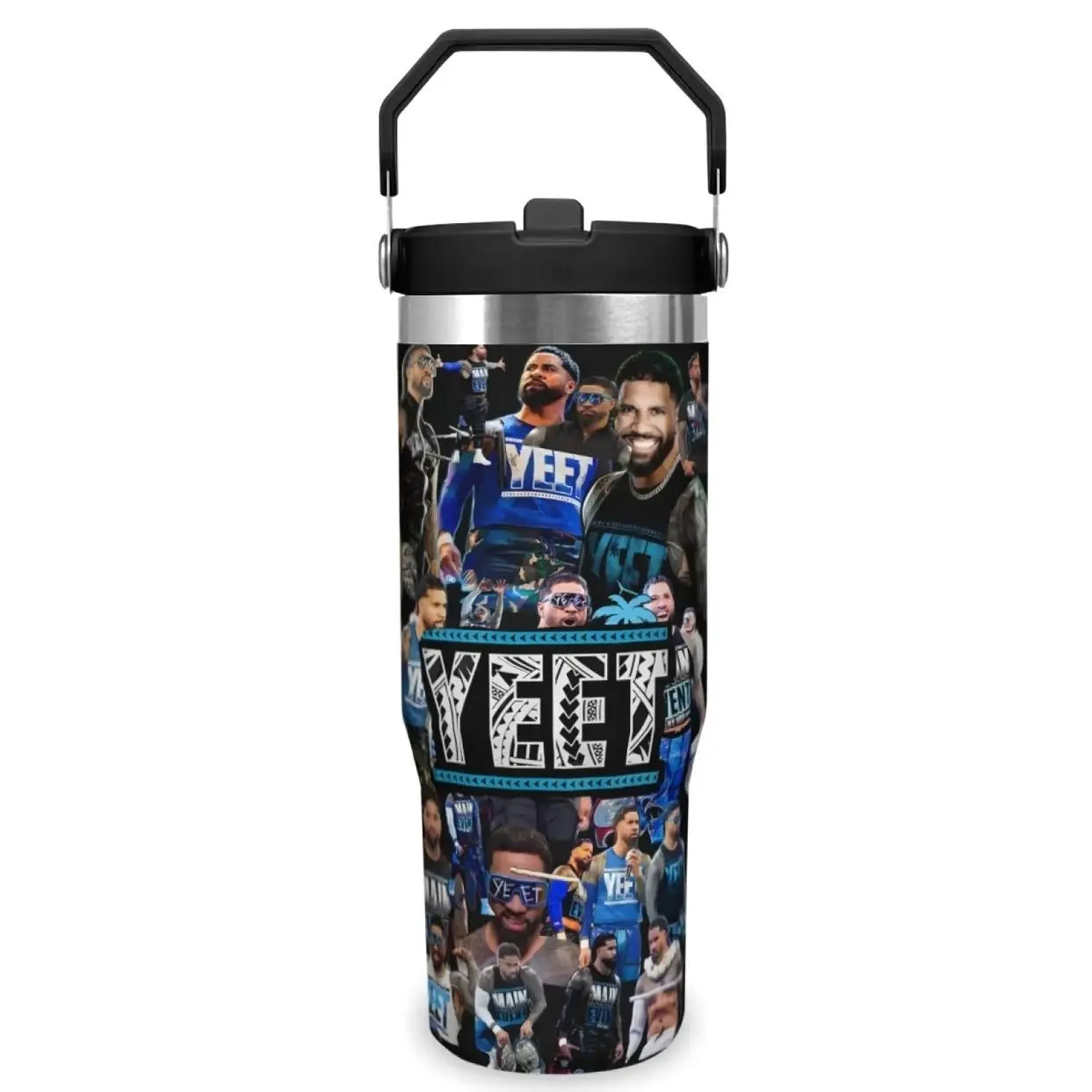 30 Oz Stainless Steel Tumbler - Stylish Jey Uso Pattern Insulated Water Bottle, Durable Stainless Steel Thermos & Flask, Multi-Purpose Drinking Cup for Home, Office, School & Daily Use