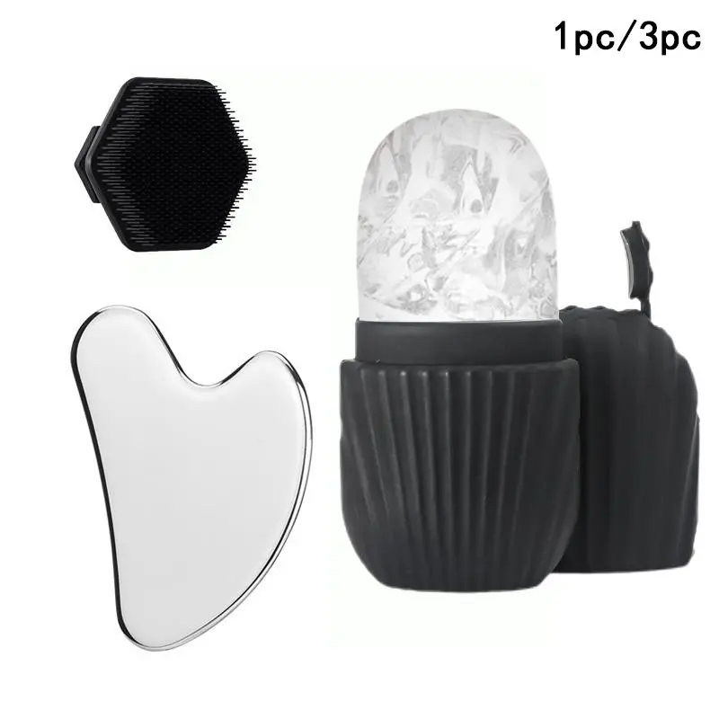 Vertical twill facial ice roller + heart-shaped gua sha board + face wash brush Facial care set Skin Care Tools Cleansing and shaping cold compress in one step Perfect gift for women Facial care tools