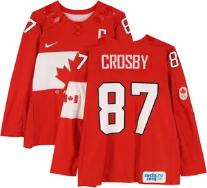 Sidney Crosby Team Canada Game-Used #87 Red Jersey vs. Team Norway on February 13, 2014