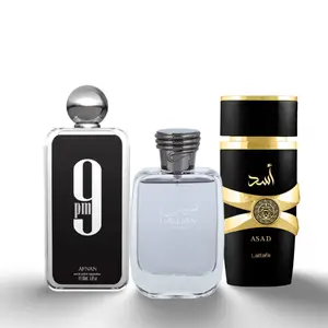 Lattafa Unisex Fragrance Gift Multi-Pack - Rasasi Hawas, Lattafa Asad, 9PM By Afnan, EDP, Long-Lasting Day Fragrance with Fruit Notes
