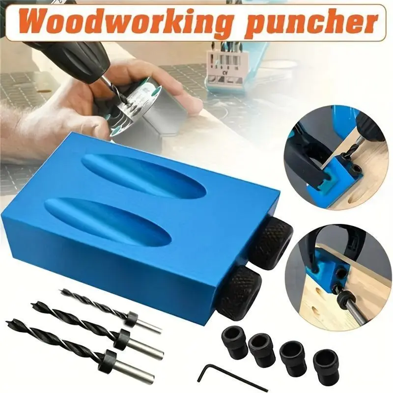 7/14pc Ultimate Pocket Hole Jig Kit Tool - Boost Woodworking Efficiency with Precision 15 Degree Angled Holes, Versatile 6/8/10mm Drive Adapters, & Accurate Carpentry Locator Jig for Seamless Joinery Woodworking Accessories