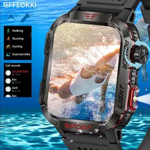 Effeokki Rugged Multifunctional Smart Watch for Men with Wireless Calling, 2.01 Inch IPS Display, 100+ Sports Modes, Fitness Tracker, Altitude Air Pressure, Compass, LED Flashlight, IP68 Waterproof, Compatible with iPhone & Android for Outdoor & Adventure