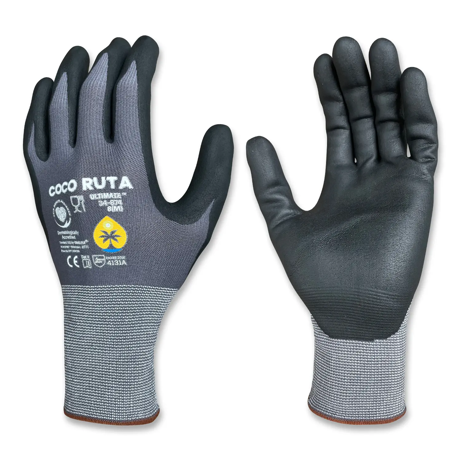 6/12 Pairs COCO RUTA Gloves 34-874 Safety Gloves | Guantes Para Trabajo - Maxi Flex Gloves For Men - Maxiflex Nitrile Micro Foam Grip Palm Comfortable Fit Construction Gear