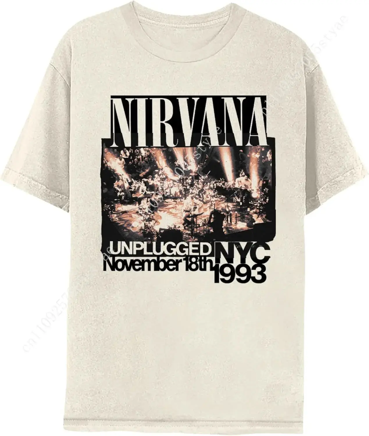 Nirvana Unplugged 1993 Adult Short Sleeve T Shirt Vintage Style 90s Grunge Retro Style Graphic Tees