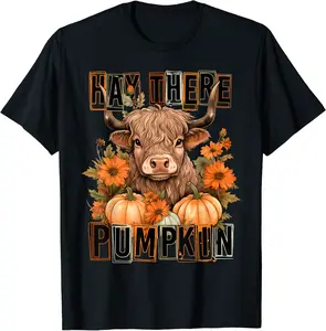 Hey There Pumpkin Fall Halloween Pumpkin Fall Highland Cow T-Shirt - Ronniemu Shop 50B0CGVNL8Y4