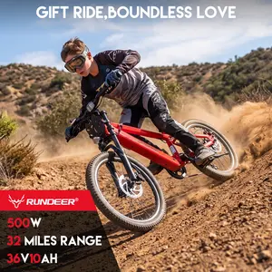 RUNDEER electric bike for kids, 500W Peak Power XC Electric Mountain Ebike, 20MPH,32Miles Range 36V10Ah Battery,Lightweight Aluminum Alloy Frame,Suitable for ages 6–13， Perfect for School Commuting & Forest Trail Riding