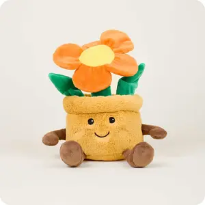 Warmies Orange Flower Pot Warmies - Microwavable Plush Toy with French Lavender Scent for Soothing Warmth & Comfort - Safe for All Ages - 6.5"x6"x11"