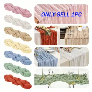 Boho Style Multicolor Cheese Cloth Table Runner, Bohemian Wedding Party Bridal Shower Long Table Decoration, Garden Decorative Fabric