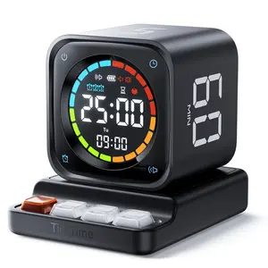 TK3 Pomodoro Timer Cube, Desk Productivity Timer with 5/10/30/60 Min Presets, Custom Countdown, Stopwatch, Clock, 3 Alarm, Silent, Vibrate & Sound Alert, for Task, ADHD, Study, Kitchen, Black