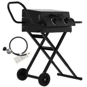 Movable Kitchen-Portable Folding Gas Grill Griddle, Grill with Foldable Cart & Side Table for Outdoor Camping Cooking Picnic Barbecue
