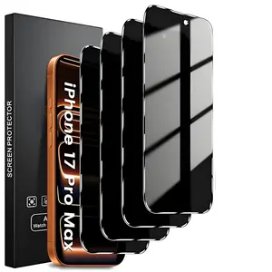 4-pack Privacy Screen Protector, Protective, compatible with iPhone 17 Pro Max 16 Plus 15 14 13 mini 12 11 16e, anti-spy tempered glass film with 9H hardness, anti-peeping, full coverage, scratch-resistant, bubble-free, and phone case friendly, Cellphone