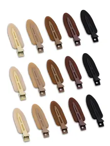 15 Pcs Creaseless No Crease No Bend Flat Hair Clips For Styling Non Slip Makeup Clips For Women Salon Hairstyle,Matte Black Brown Beige