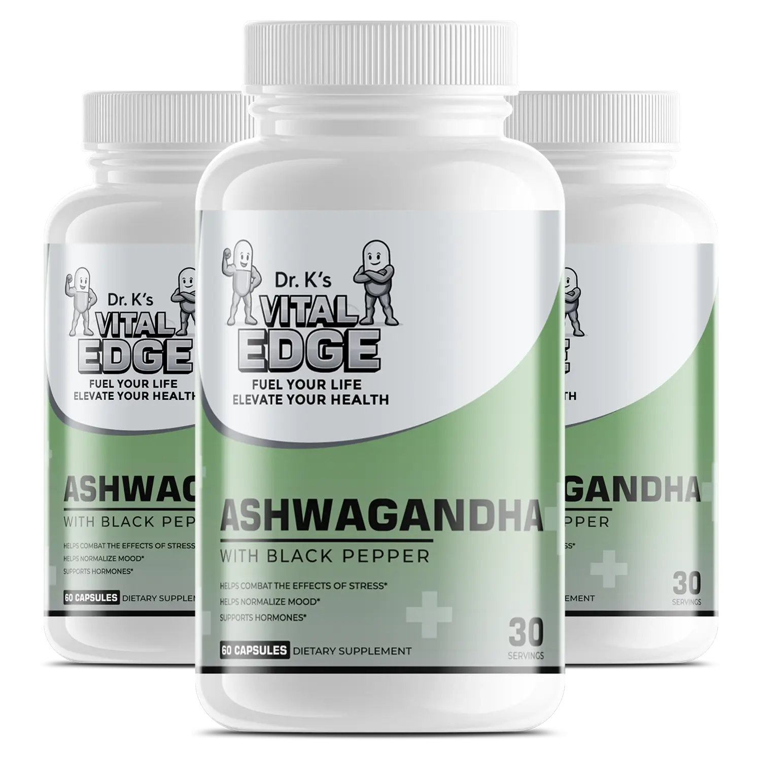 Dr. K's Vital Edge Ashwagandha Organic 90-Days Stress Relief & Energy Supplement