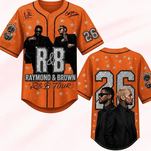 Full Print R&B Tourrr Raymond & Brown Baseball Jersey Shirt, Casual Tour Y2K Baseball Jersey Shirt, Print Baseball Jersey, Jersey for Men and Women, Baseball Jersey Style