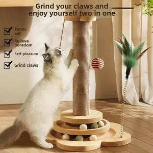 Sisal cat scratching pillar vertical wear-resistant non-dandruff household fun kitten toy self-hilarity relieving boredom artifact scratching post