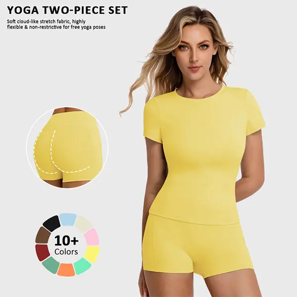 Women's 2-Piece Matching Outfits - Solid Color Tee & High Waist Skinny Shorts Tracksuit, Breathable Workout Sets for Women, Summer Activewear for Yoga, Gym tracksuit tracksuits