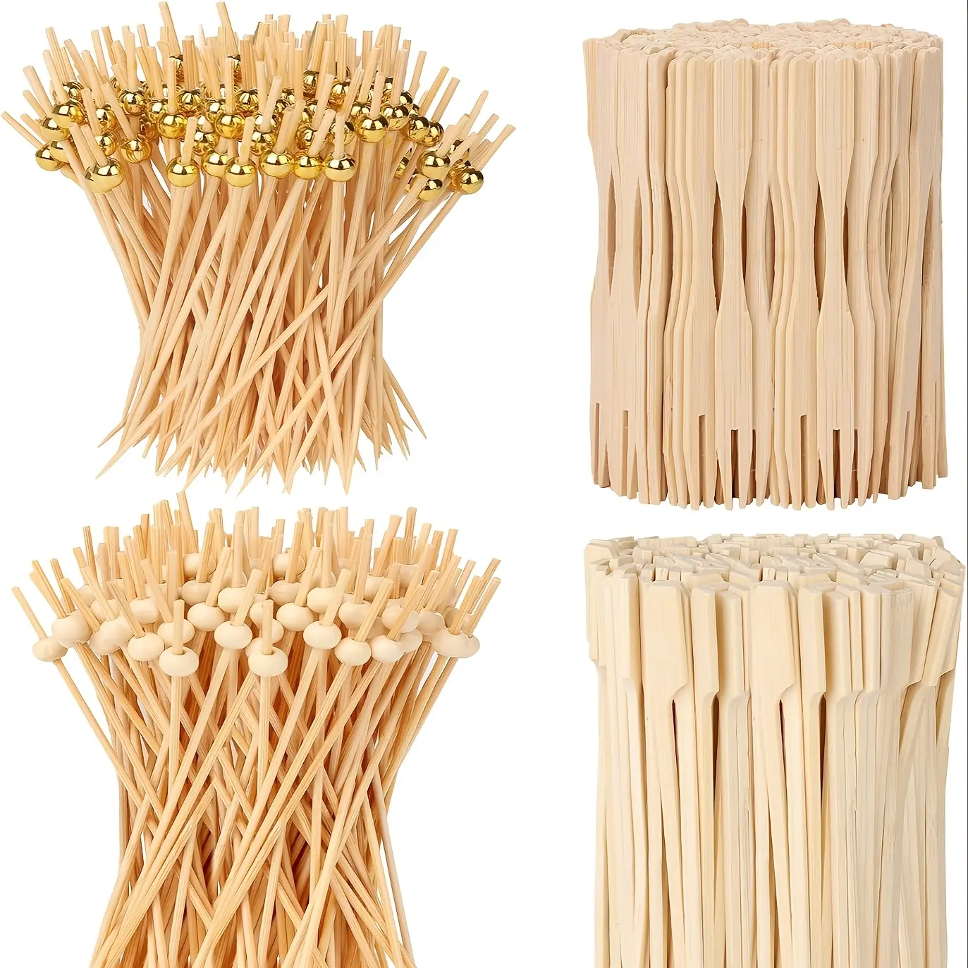 400 Pieces Cocktail Picks, Bamboo Ball Food Picks, Serving Utensils for Appetizers, Drinks, Party Fruits, Bamboo Fruit Skewers, BBQ Board Accessories, Barbecue Accessories
