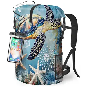 Waterproof Dry  Heavy Duty Marine Dry  for Kayaking Hiking Sea Turtle Nautical Starfish Backpack Roll-Top Closure  - Backpack Waterproof Phone Case 5L/35L/55L 130