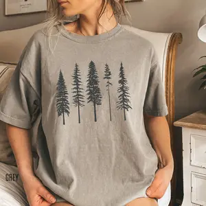 Comfort Colors Pine Trees Shirt, Evergreen Trees, Forest Tshirt, Gift for Nature Lover, Camping Tee, Hiking Shirt