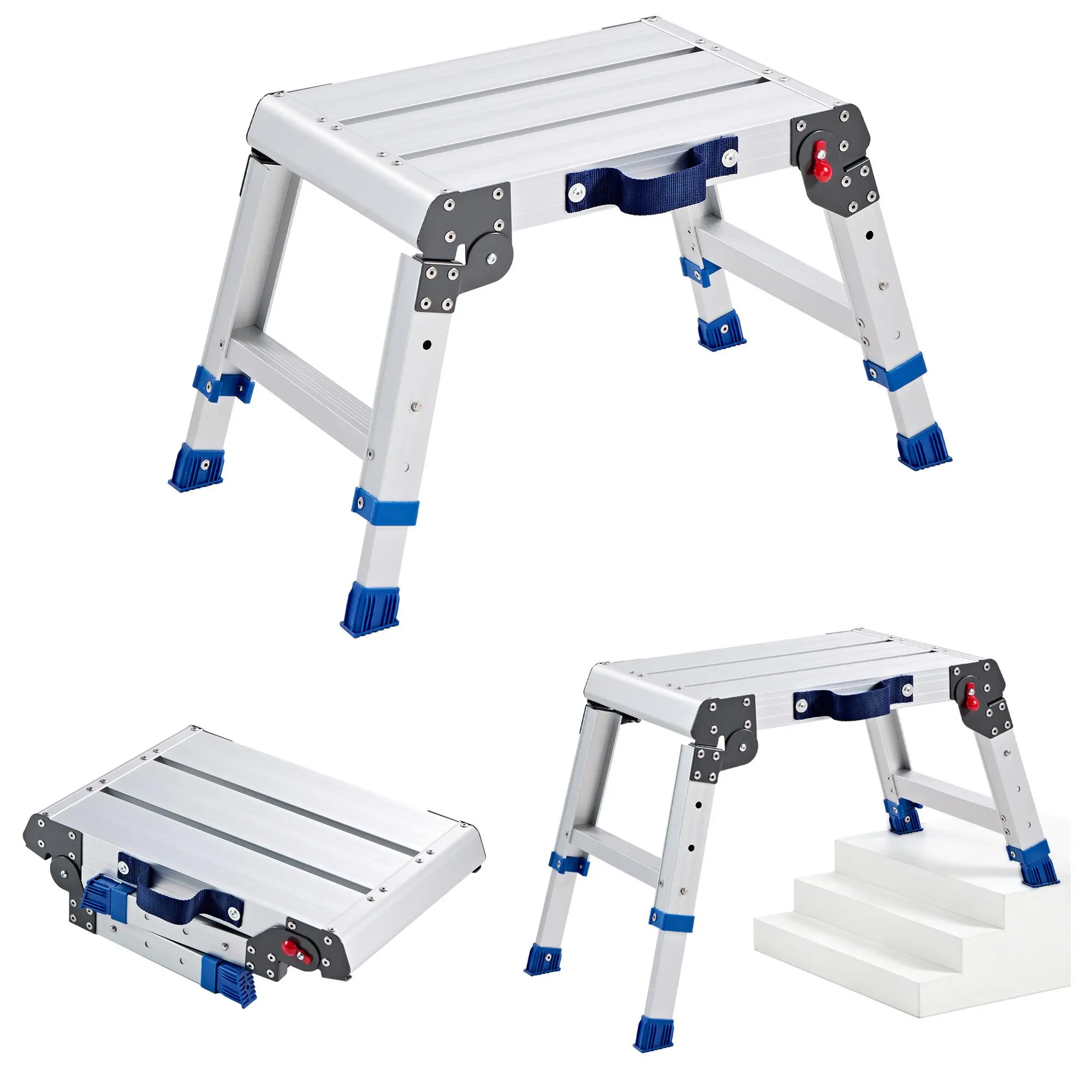 【SummerFinds】VEVOR Folding Work Platform, Adjustable Height 12-16 in, 500 lbs Capacity Aluminum Step Stool, Heavy Duty Non-Slip Platform Ladder, Portable Work Bench for Painting, Cleaning, Home & Professional Use