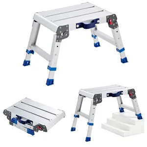 【SummerFinds】VEVOR Folding Work Platform, Adjustable Height 12-16 in, 500 lbs Capacity Aluminum Step Stool, Heavy Duty Non-Slip Platform Ladder, Portable Work Bench for Painting, Cleaning, Home & Professional Use