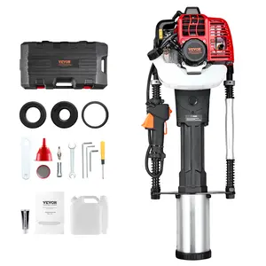 VEVOR 52cc Gas-Powered T Post Driver,  2-Stroke Engine Gasoline Fence Piling Pounder, 1300W Portable Piledriver with 3 Post Driving Head(49/69/100 mm) , For Farm, Ranch Fencing, Road Improvements