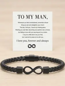 To My Man, Eternal Infinity Leather Bracelet Infinity Symbol Bracelet Husband Gifts from WifeI Love You Forever and Always Bracelets Boyfriend Anniversary Birthday Christmas Fathers Gifts for Men Son Grandson Heartfelt Gift Elegance Eternal Commitment