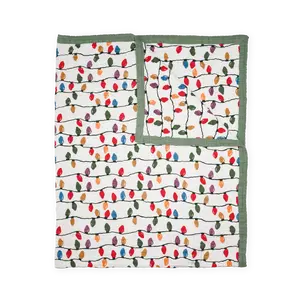 Cotton Muslin Quilted Throw - Christmas Bulbs