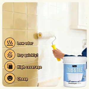 DWIL Tile Paint, Tub and Tile Refinishing Kit with Tools, Water-based Bathtub Paint - Low Odor, Easy to Use, 25-30sq.ft, 16.5oz, Semi-Gloss White
