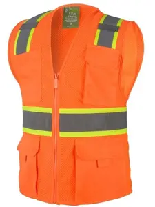 4 Pockets Orange Mesh High Visibility Safety Vest, ANSI/ ISEA 107-2010 806