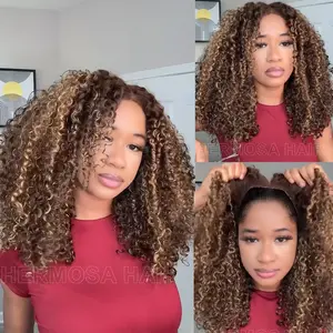 【Glueless 4c Edge】Blonde Highlight Curly Human Hair Lace Frontal Wig 13x4 Undetectable HD Lace Front Wig For Women #Tiktokshopblackfriday