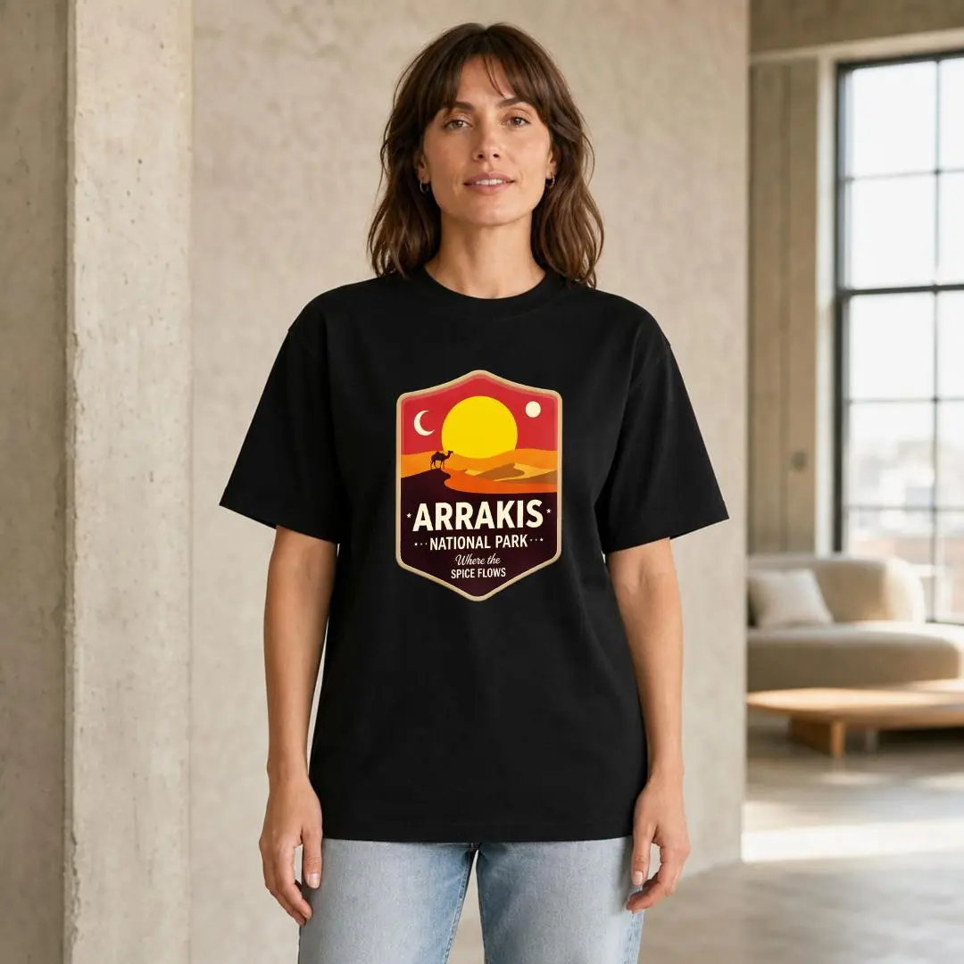 Xtauto Vintage Retro Style Unisex T-Shirt Arrakis National Park Dune Desert Graphic Tee Summer Casual Wear Gift For Sci-Fi Fans