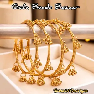 Gota Beads Bazaar Kashmiri Bangles Trending Fashion Traditional Indian Pakistani 4-Piece Set Kashmiri & Ghungroo Types
