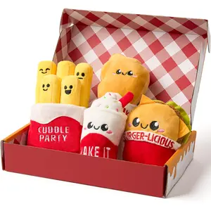 JOYIN 4 Pcs Emotional Support Plushies, Kawaii Fast Food Plush Stuffed Toys Set, Cute Burger Fries & Milkshake Plush Pillow for Girls Boys Teens, Fun Comfort Food Gift Box for Birthday & Care Package
