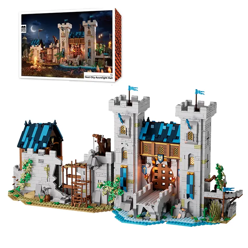 Azurelight Hall Medieval Castle Building Blocks Set - 2668pcs High-Difficulty Puzzle Model Kit, Creative Street Scene Home Decoration, Ideal Christmas/Birthday Gift Buildable Blocks Kit Model Building Kits Construction Building Blocks homedecor