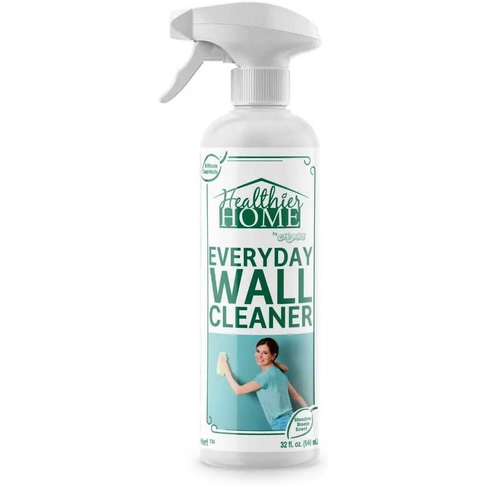 32 Oz Painted Wall Cleaner Spray - 4-in-1 Household Multipurpose Tool, Extendable for Walls, Ceilings, Baseboards, Cloth-Compatible Dirt, Dust, Odor, Stain Remover (Meadow Breeze, 5-Minute Clean), Washer