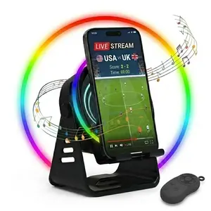 7‑in‑1 Wireless Induction Speaker Stand, Bluetooth Speaker & Power Bank, 360° Adjustable Phone Tablet Holder with RGB Ambient Light, Perfect Gifts for Men & Women, Ideal Father’s Day Present