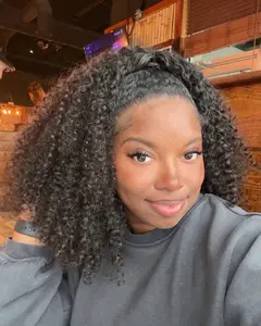Bling Hair 180% Half Wig Human Hair Kinky Curly Wigs Glueless Wigs Human Hair 3 in 1 Wear Go Glueless Wig With Drawstring Seamless