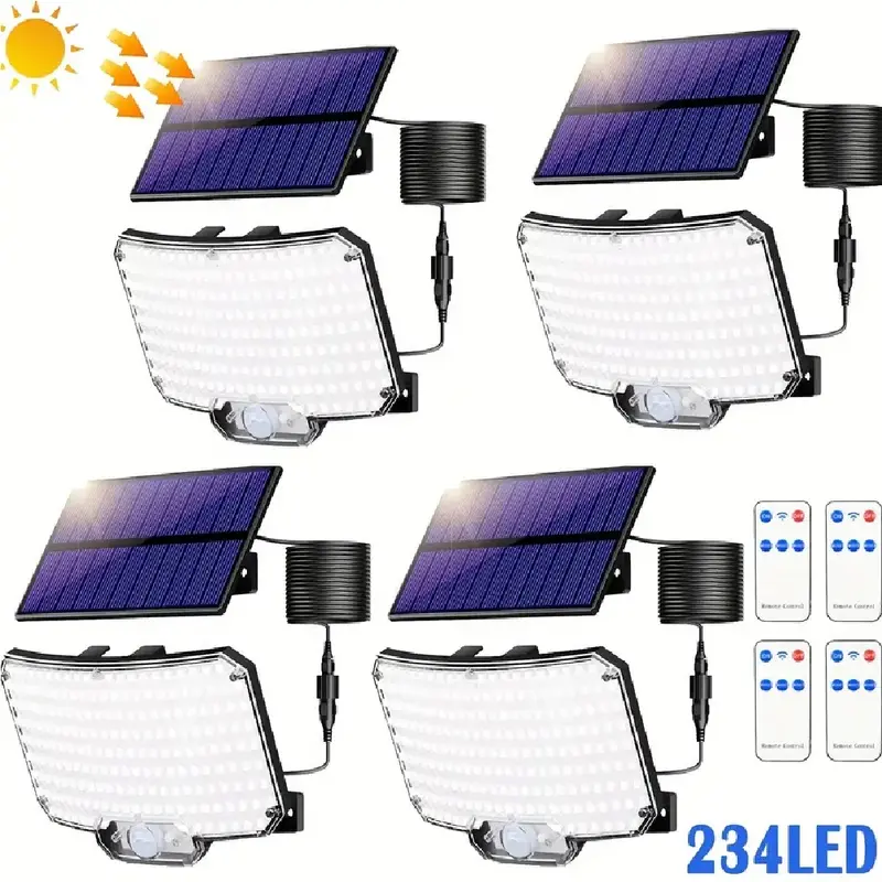 234-LED Solar Outside Lights - Split Motion Sensor Lights with Included Remote Control, IP65 Waterproof for Durability, Convenient Eco-Friendly Lighting for Yard, Patio