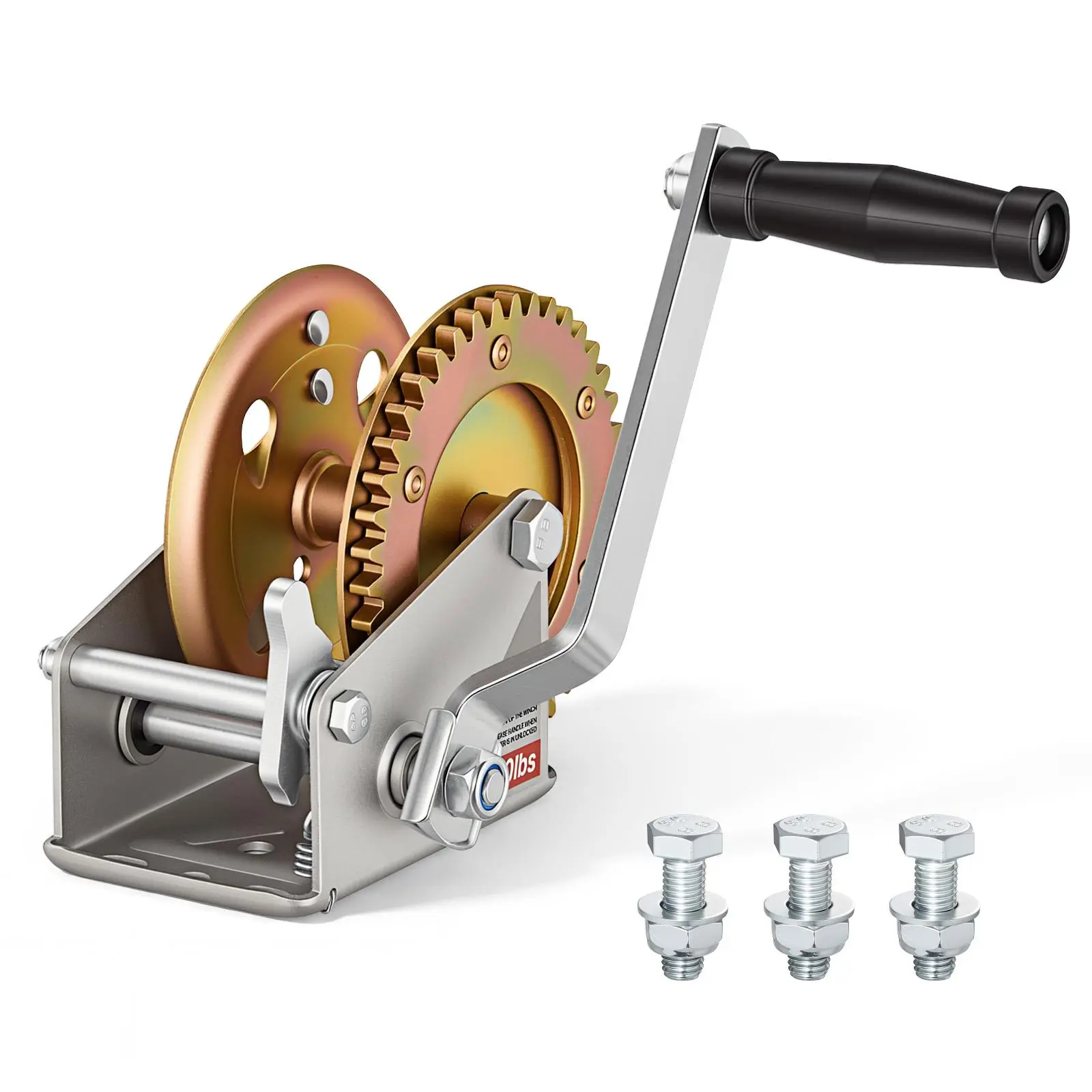 【summerfinds】VEVOR Boat Winch, 1600 lbs Hand Winch, Heavy Duty Manual Rope Crank, Portable Two-Way Ratchet, 4: 1 Gear Ratio, Easy Installation Gear for Boat Trailer ATV Towing